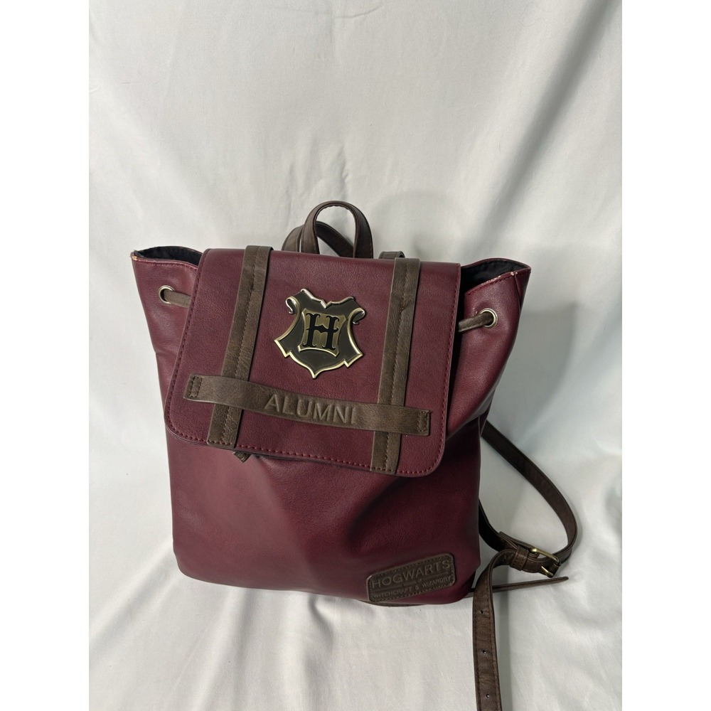 Harry Potter Hogwarts Alumni Maroon Faux Leather Backpack Handbag Purse